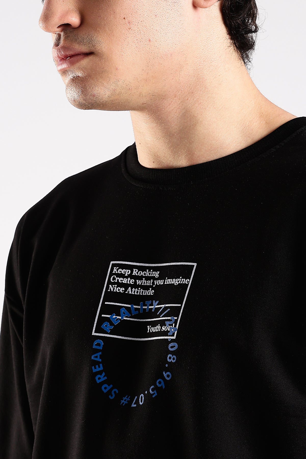 Black Rise HD Graphic Printed Oversized T-shirt