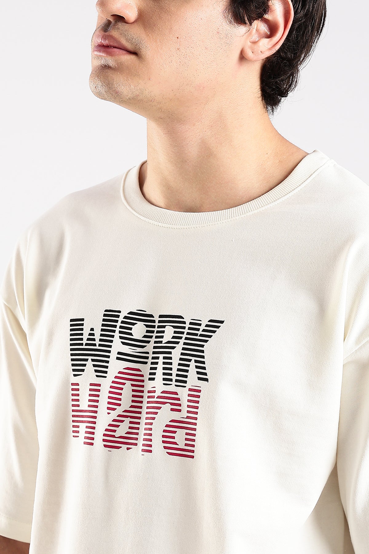 Off White Work Hard HD Graphic Printed Oversized T-shirt