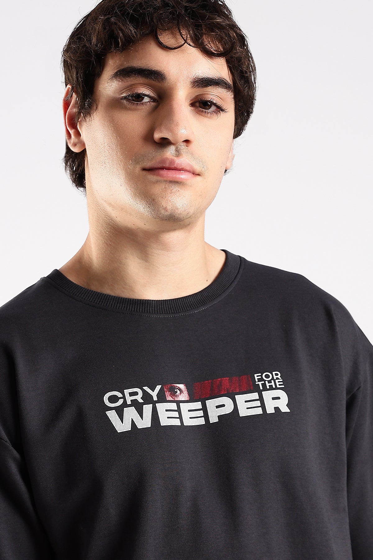 Ash Grey Weeper HD Printed Oversized T-shirt