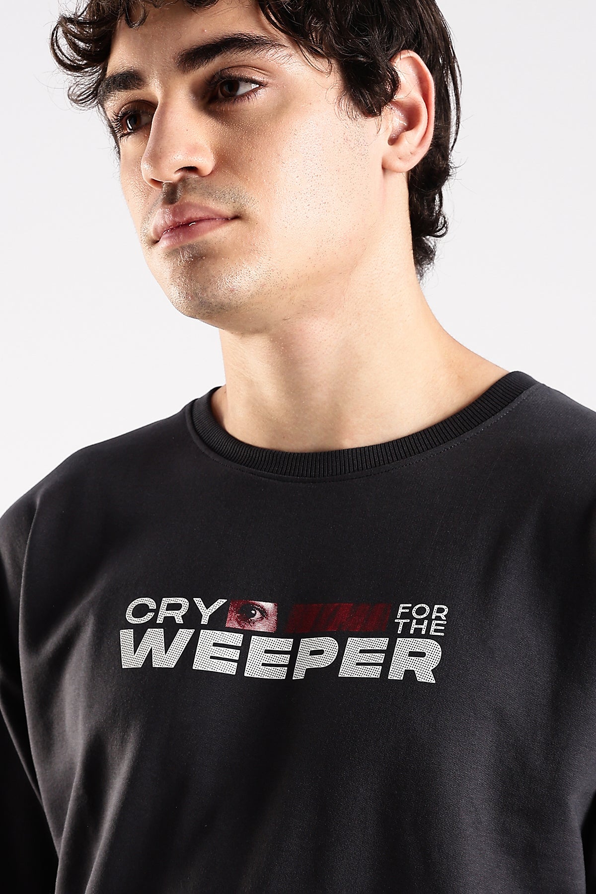 Ash Grey Weeper HD Printed Oversized T-shirt