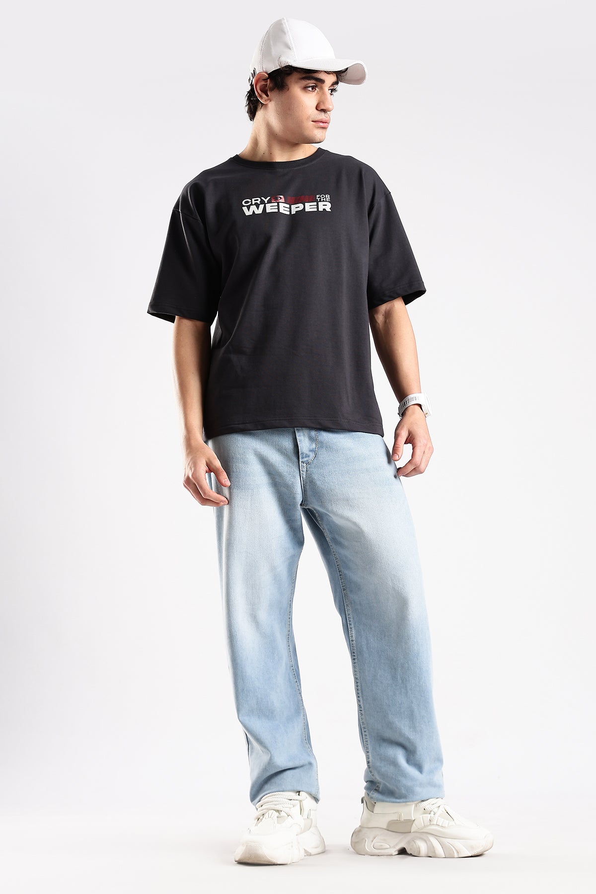 Ash Grey Weeper HD Printed Oversized T-shirt