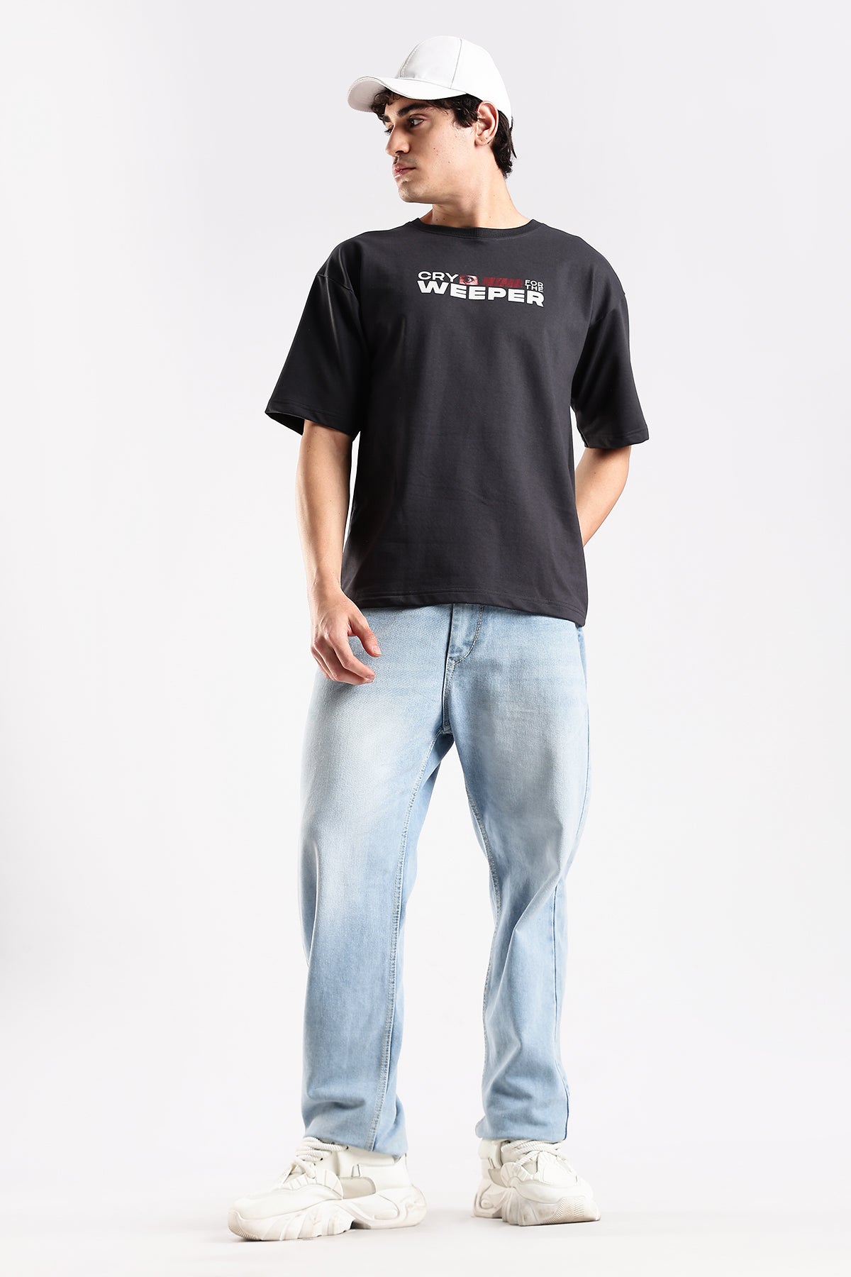 Ash Grey Weeper HD Printed Oversized T-shirt