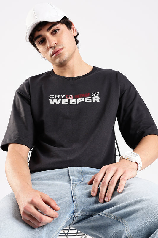 Ash Grey Weeper HD Printed Oversized T-shirt