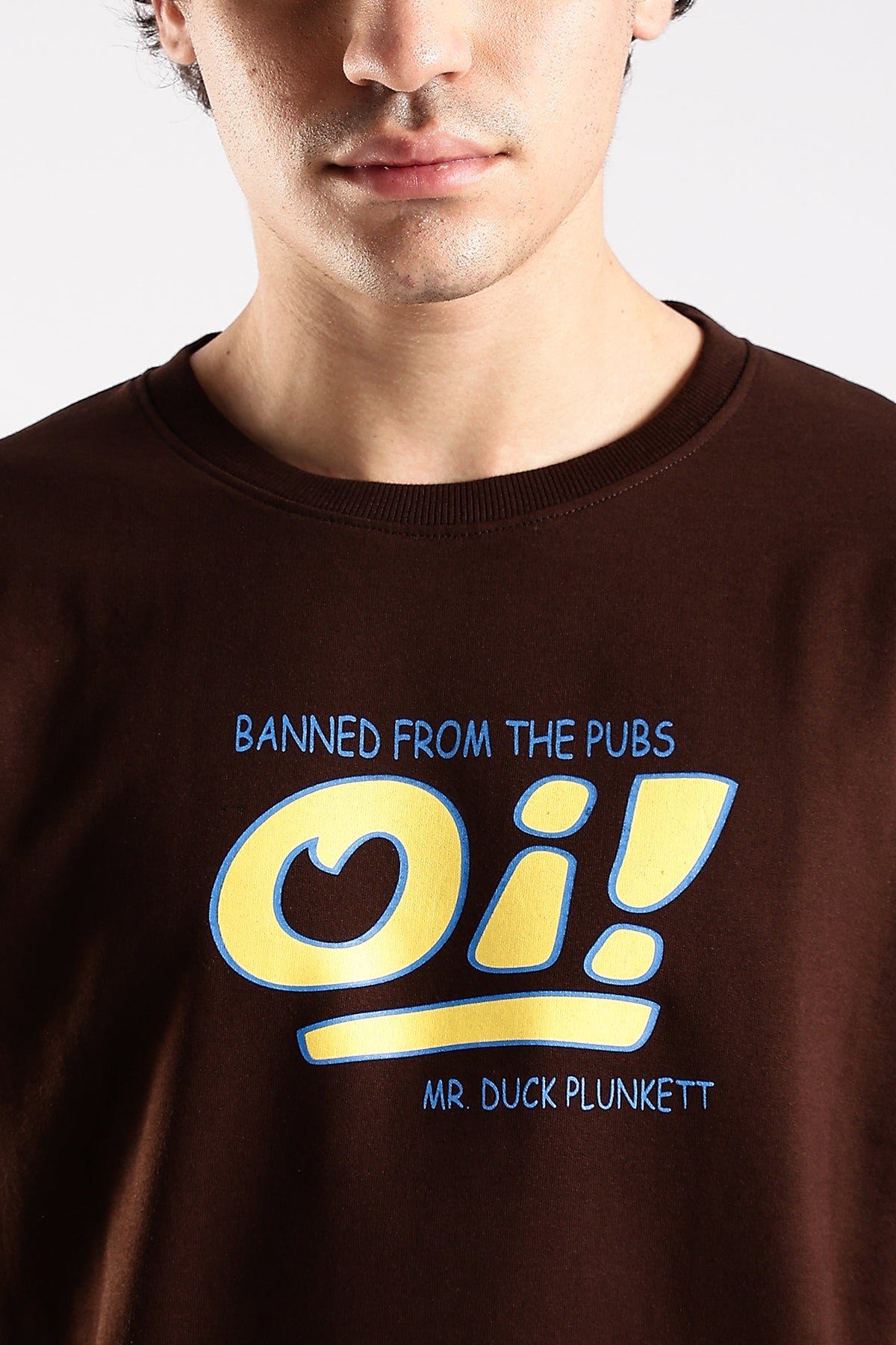 Coffee Brown Oi Graphic Printed Oversized T-shirt