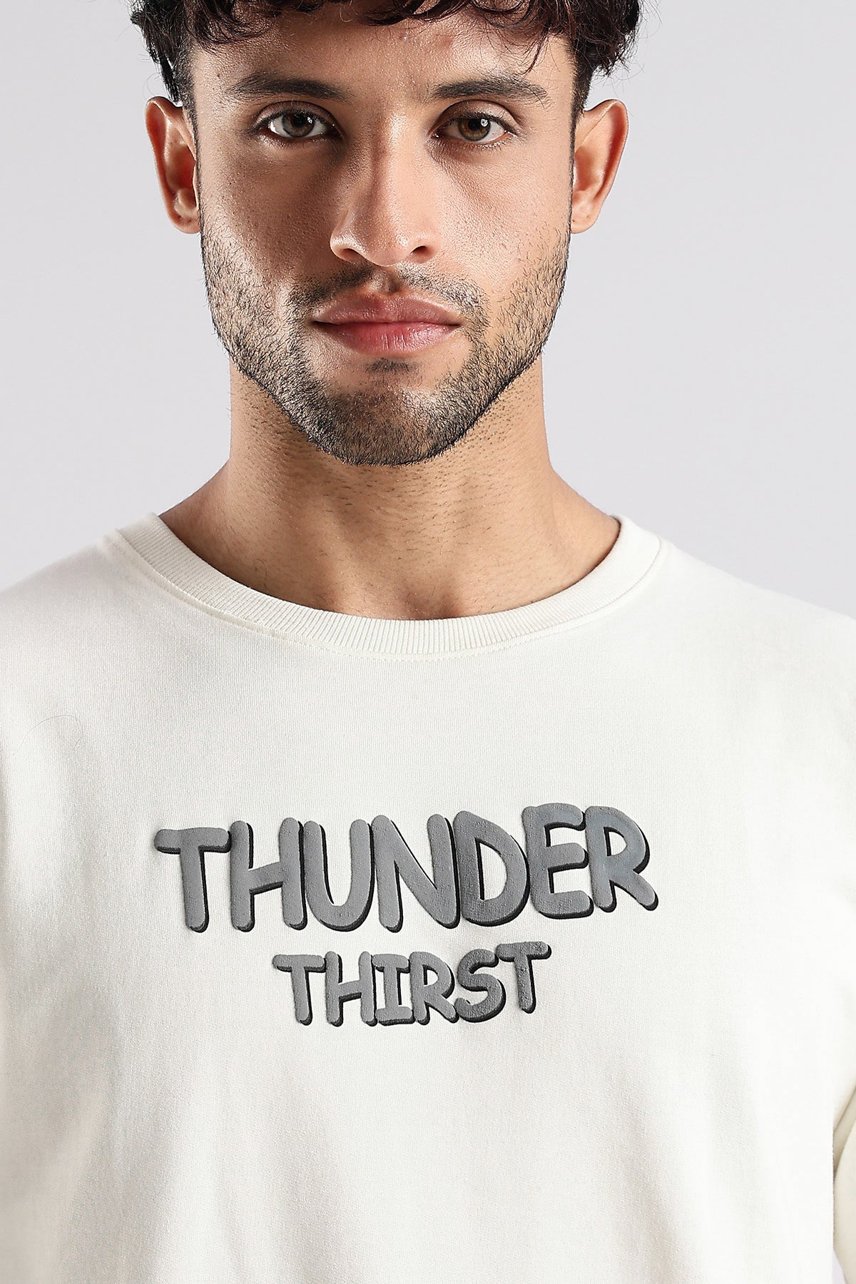 Off White Thunder Thirst HD Graphic Printed Oversized T-shirt