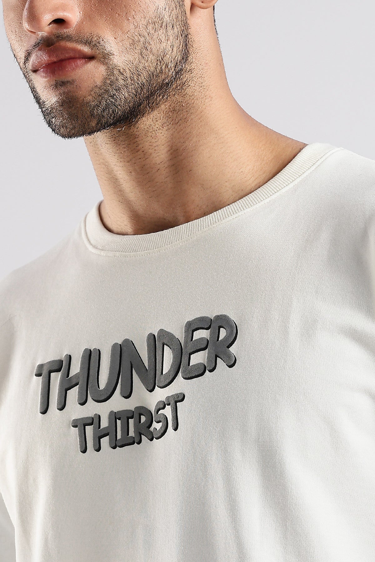 Off White Thunder Thirst HD Graphic Printed Oversized T-shirt