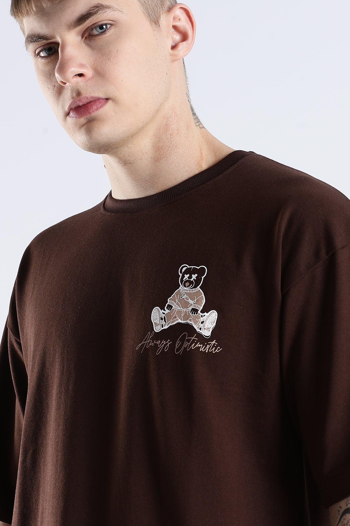 Coffee Hustle Brown Graphic Printed Oversized T-shirt