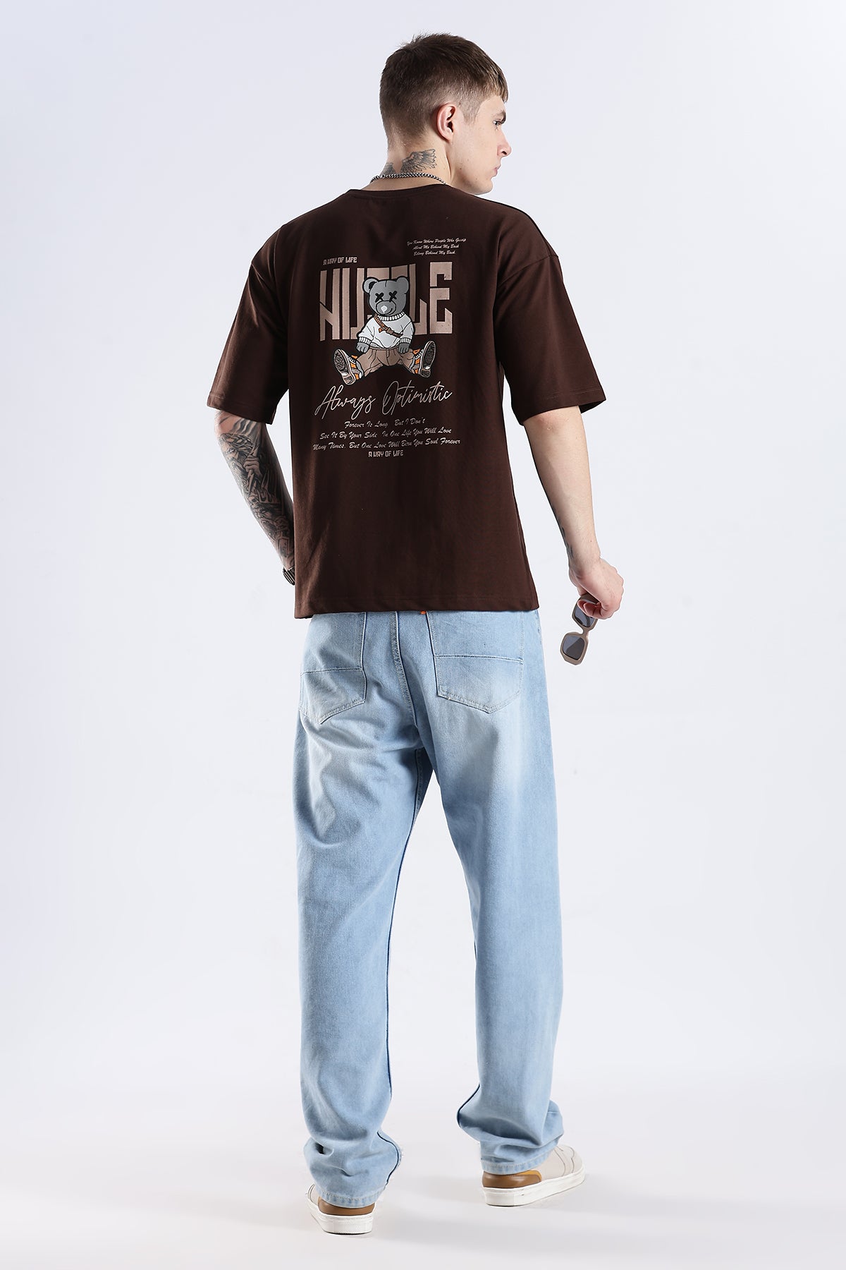 Coffee Hustle Brown Graphic Printed Oversized T-shirt