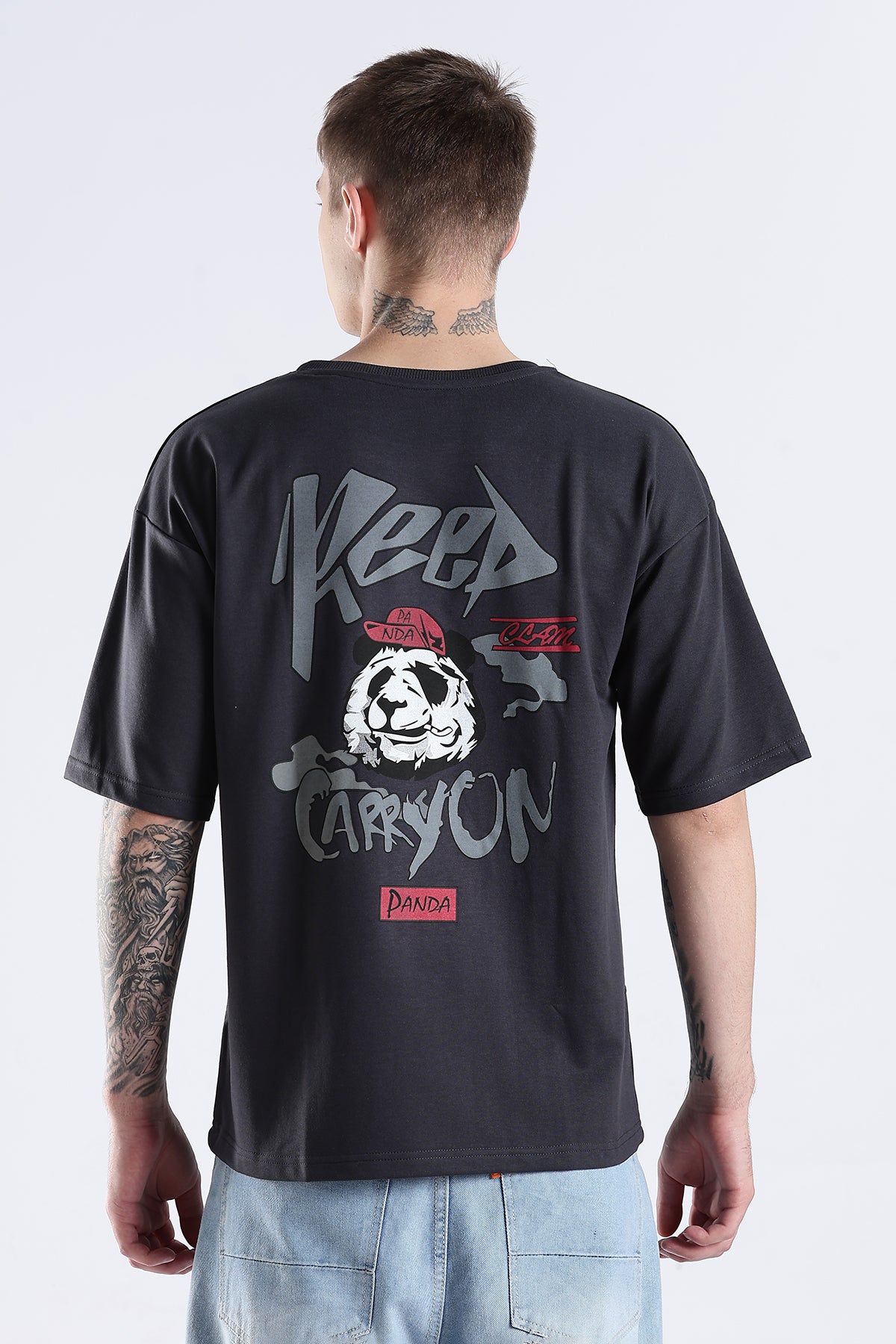Ash Grey Carry On HD Printed Oversized T-shirt