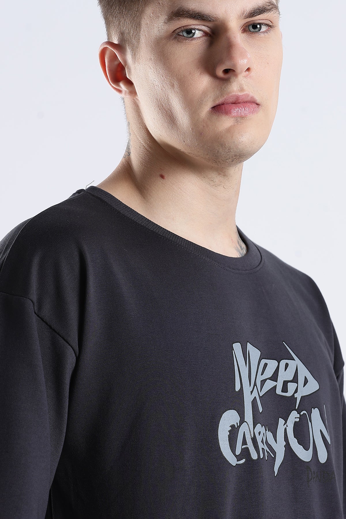 Ash Grey Carry On HD Printed Oversized T-shirt