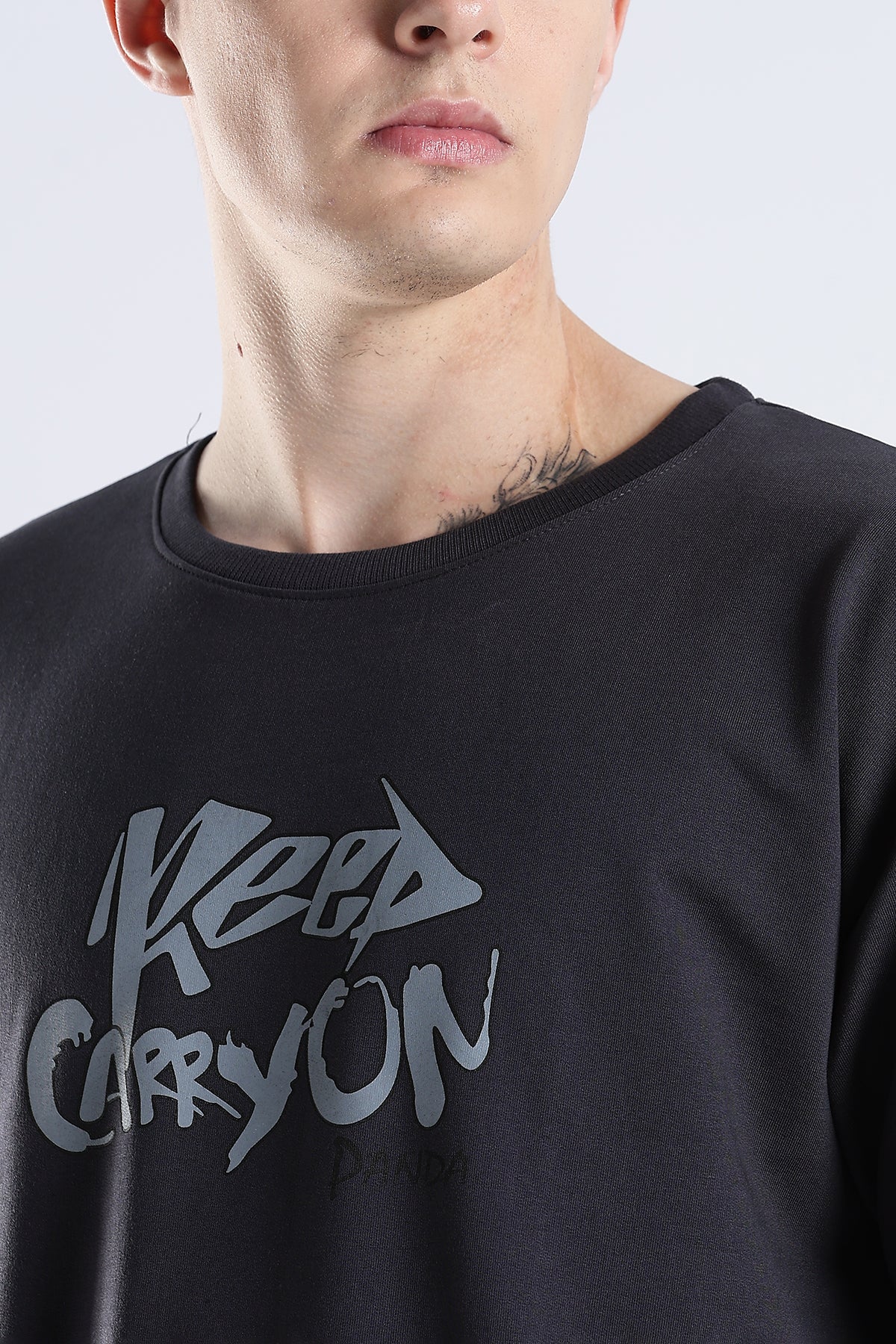 Ash Grey Carry On HD Printed Oversized T-shirt