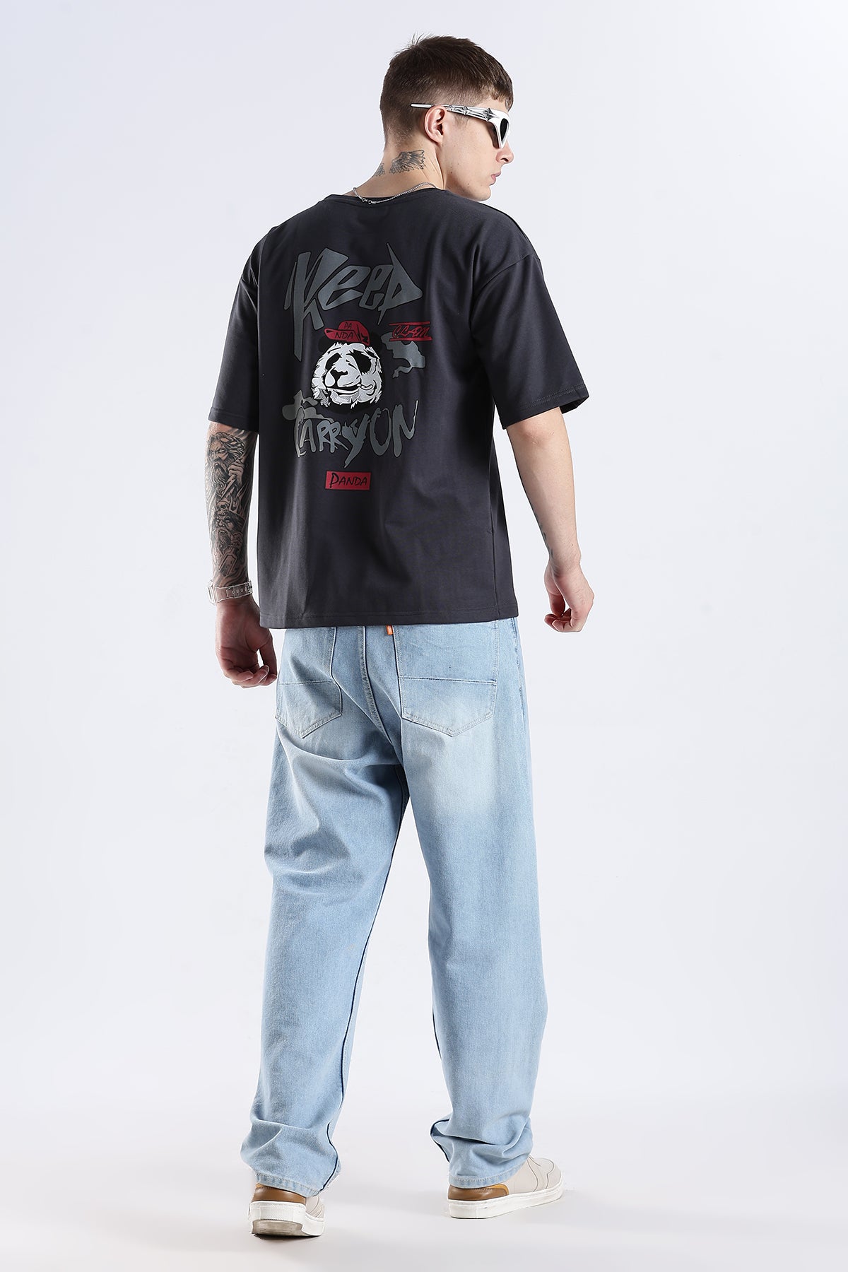 Ash Grey Carry On HD Printed Oversized T-shirt