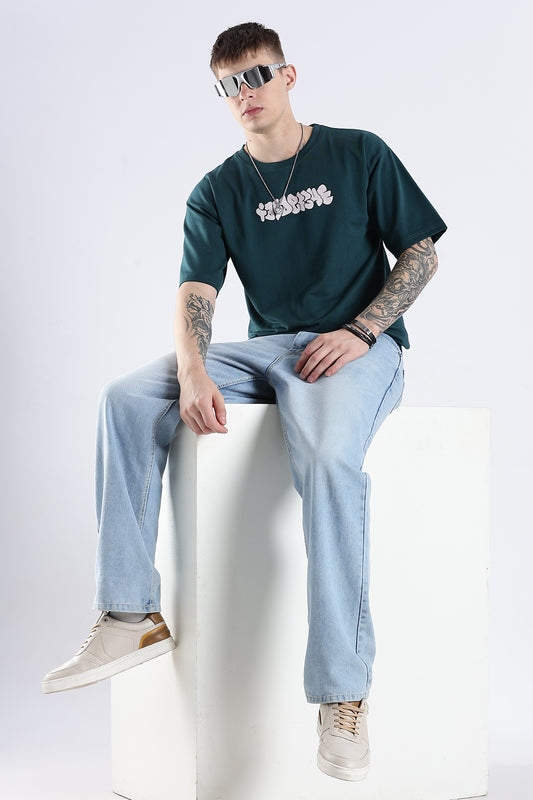 Green Graphic To Explore HD Printed Oversized T-shirt