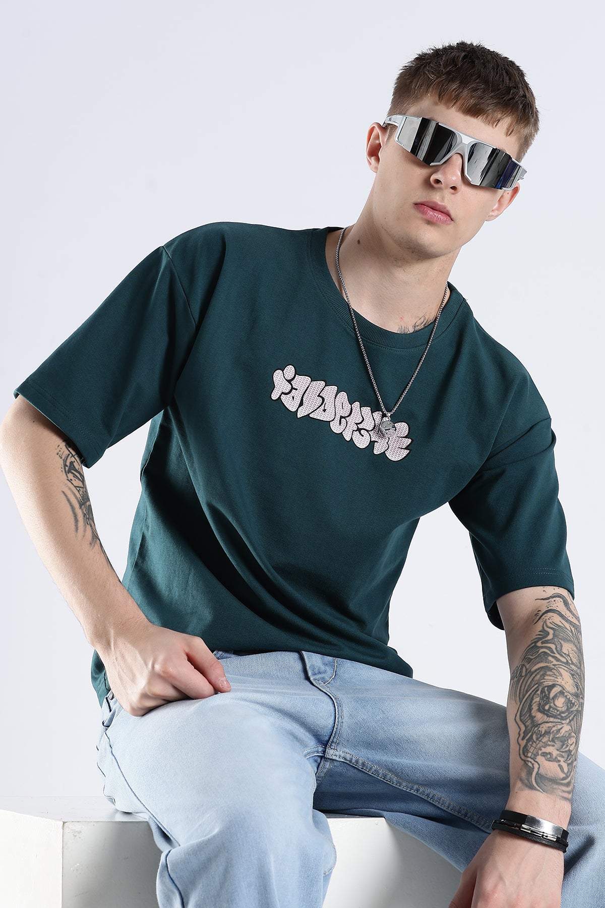 Green Graphic To Explore HD Printed Oversized T-shirt