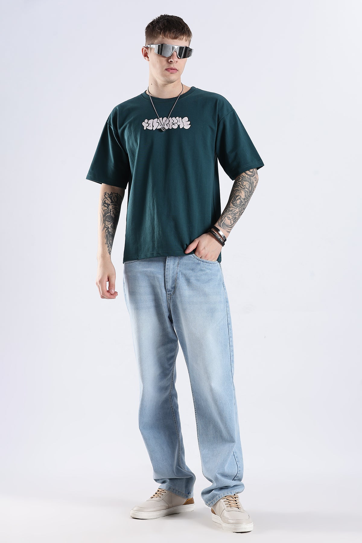Green Graphic To Explore HD Printed Oversized T-shirt