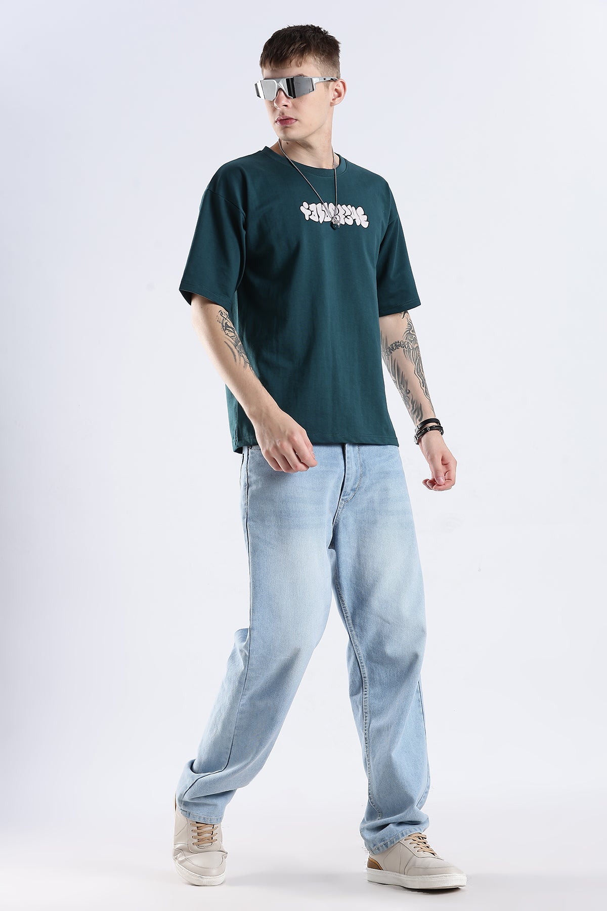 Green Graphic To Explore HD Printed Oversized T-shirt