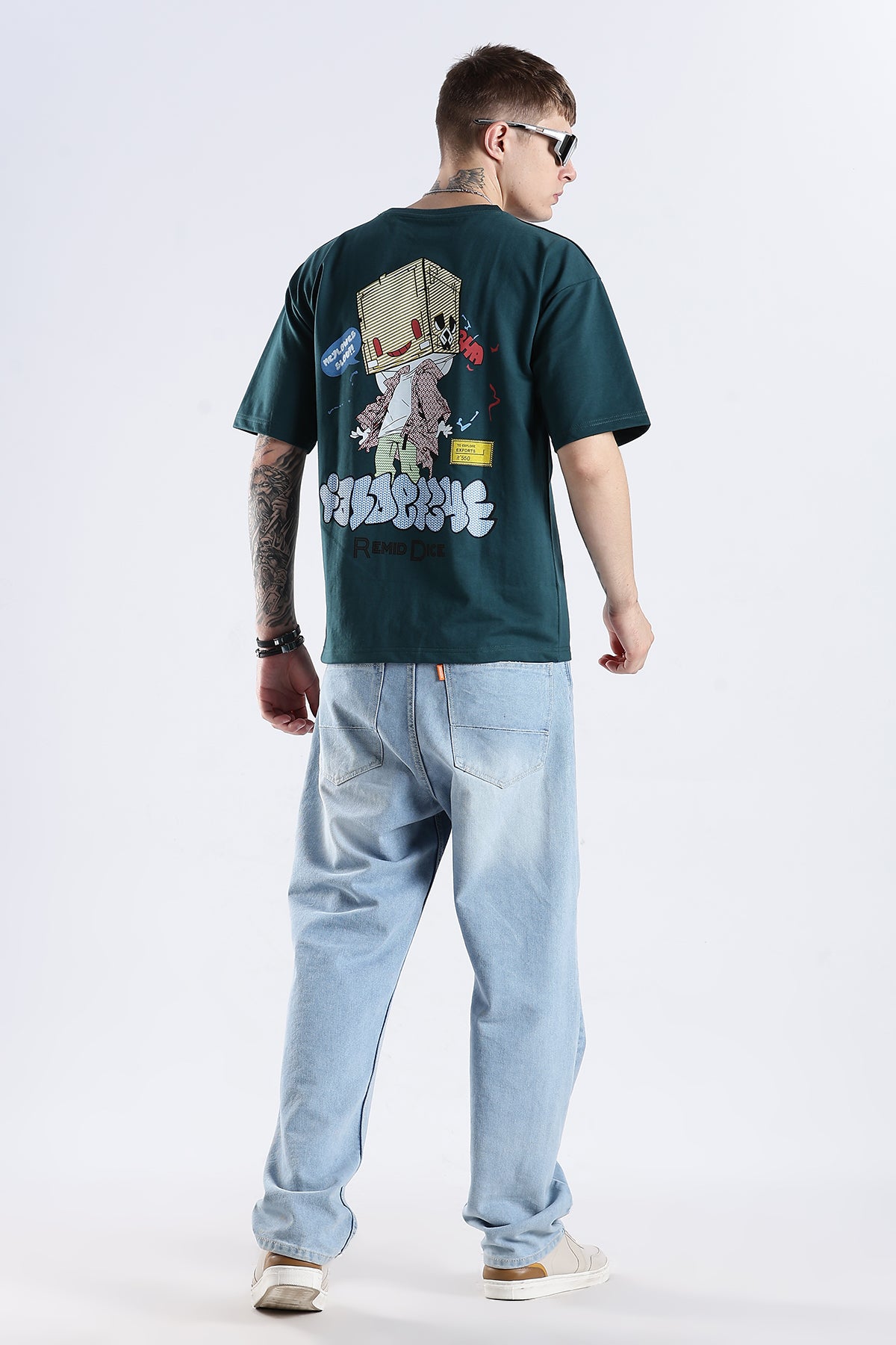 Green Graphic To Explore HD Printed Oversized T-shirt