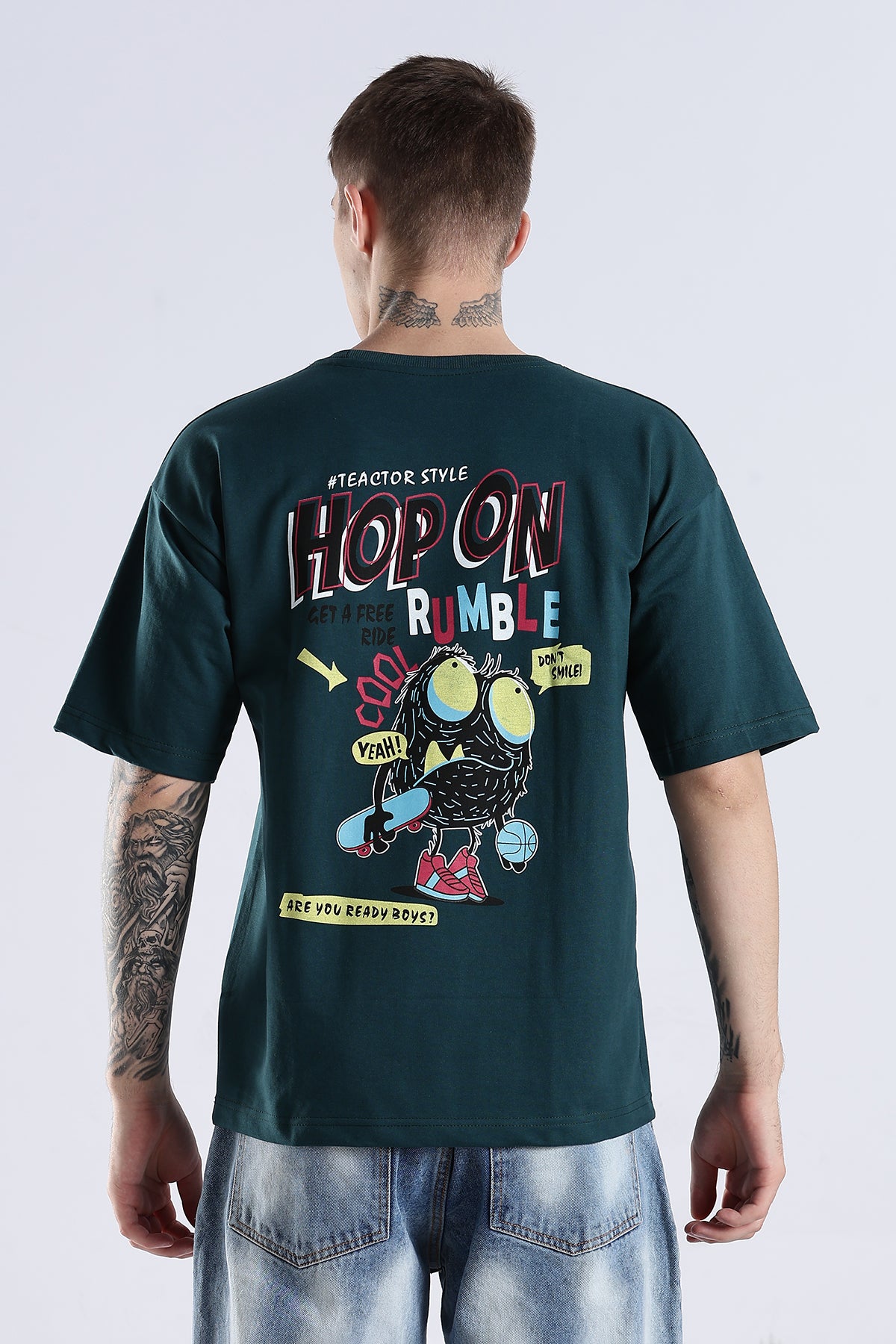 Green Hop On HD Printed Oversized T-shirt