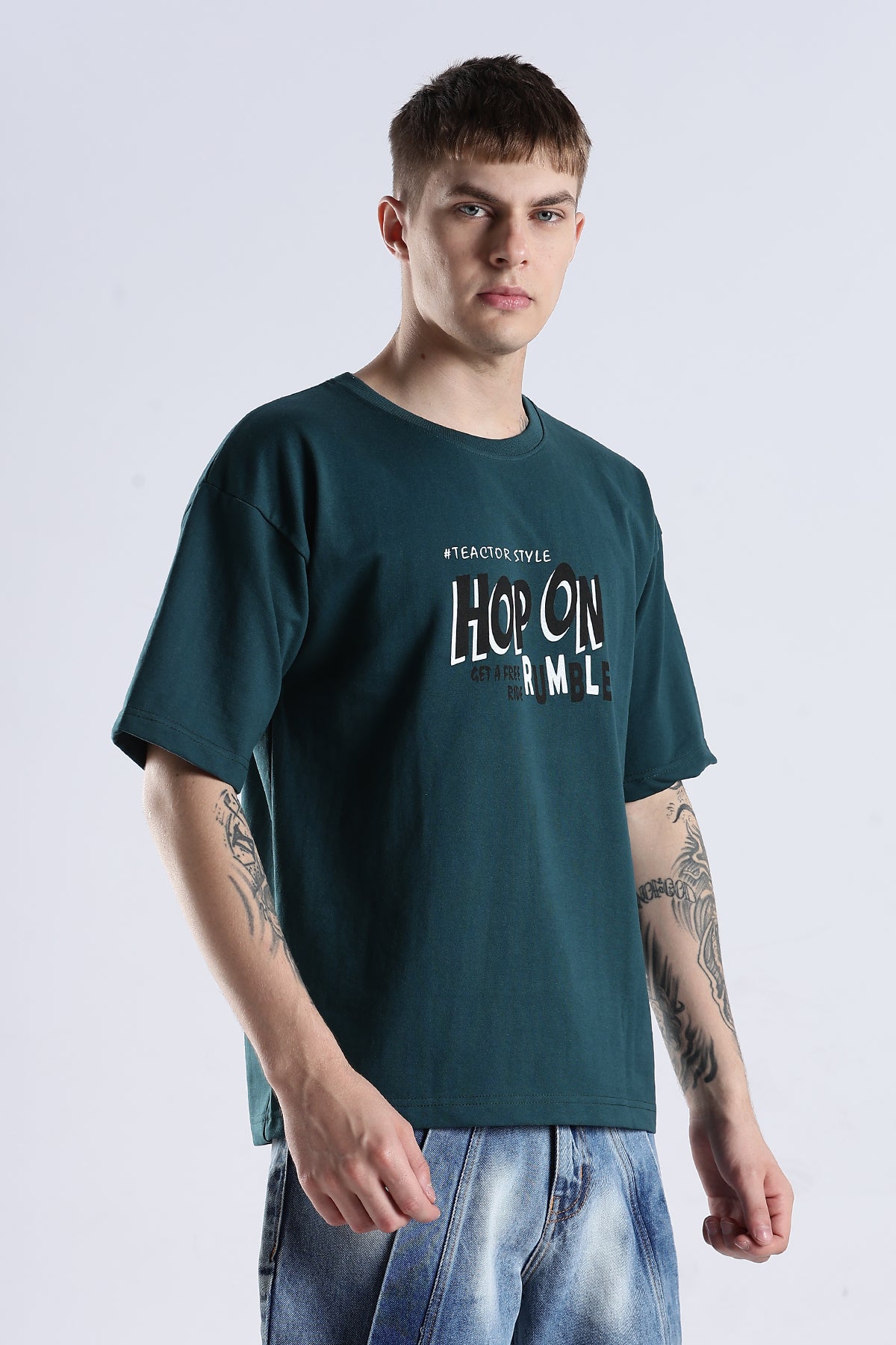 Green Hop On HD Printed Oversized T-shirt