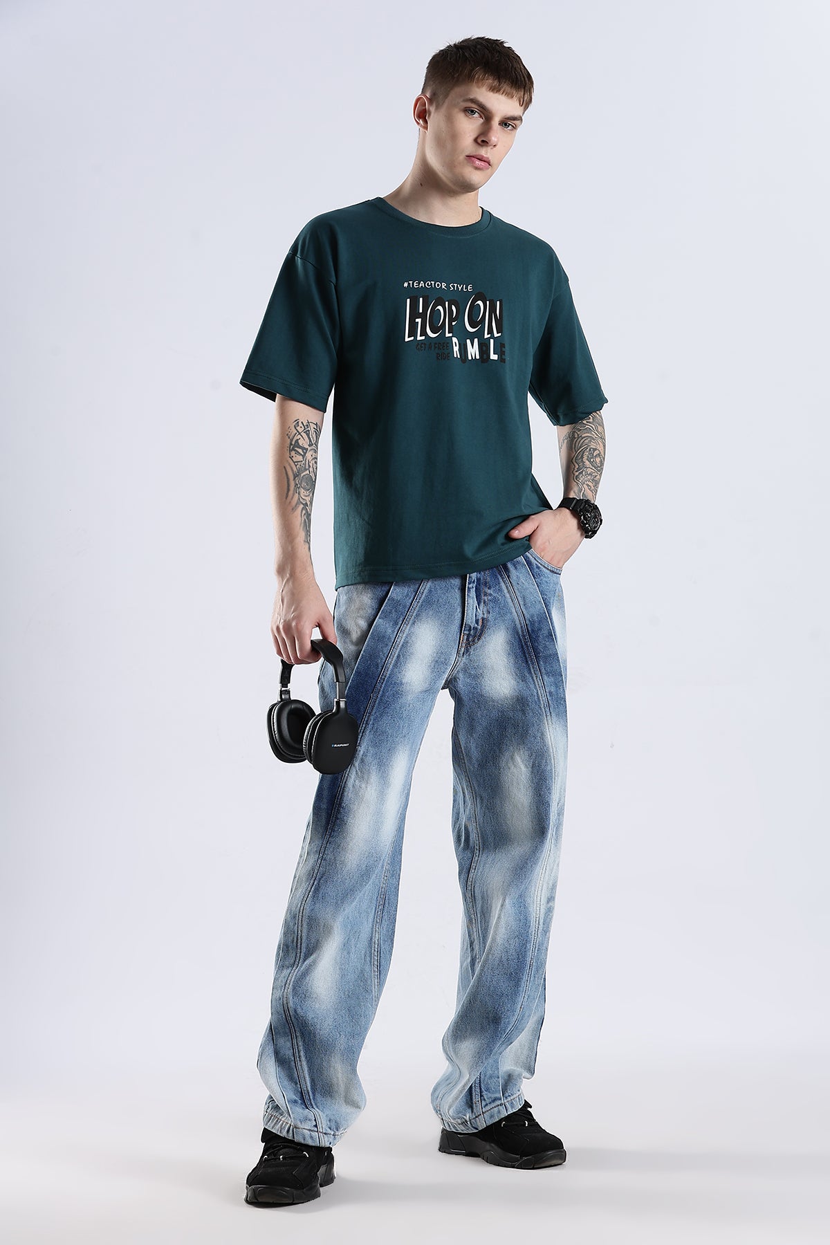 Green Hop On HD Printed Oversized T-shirt