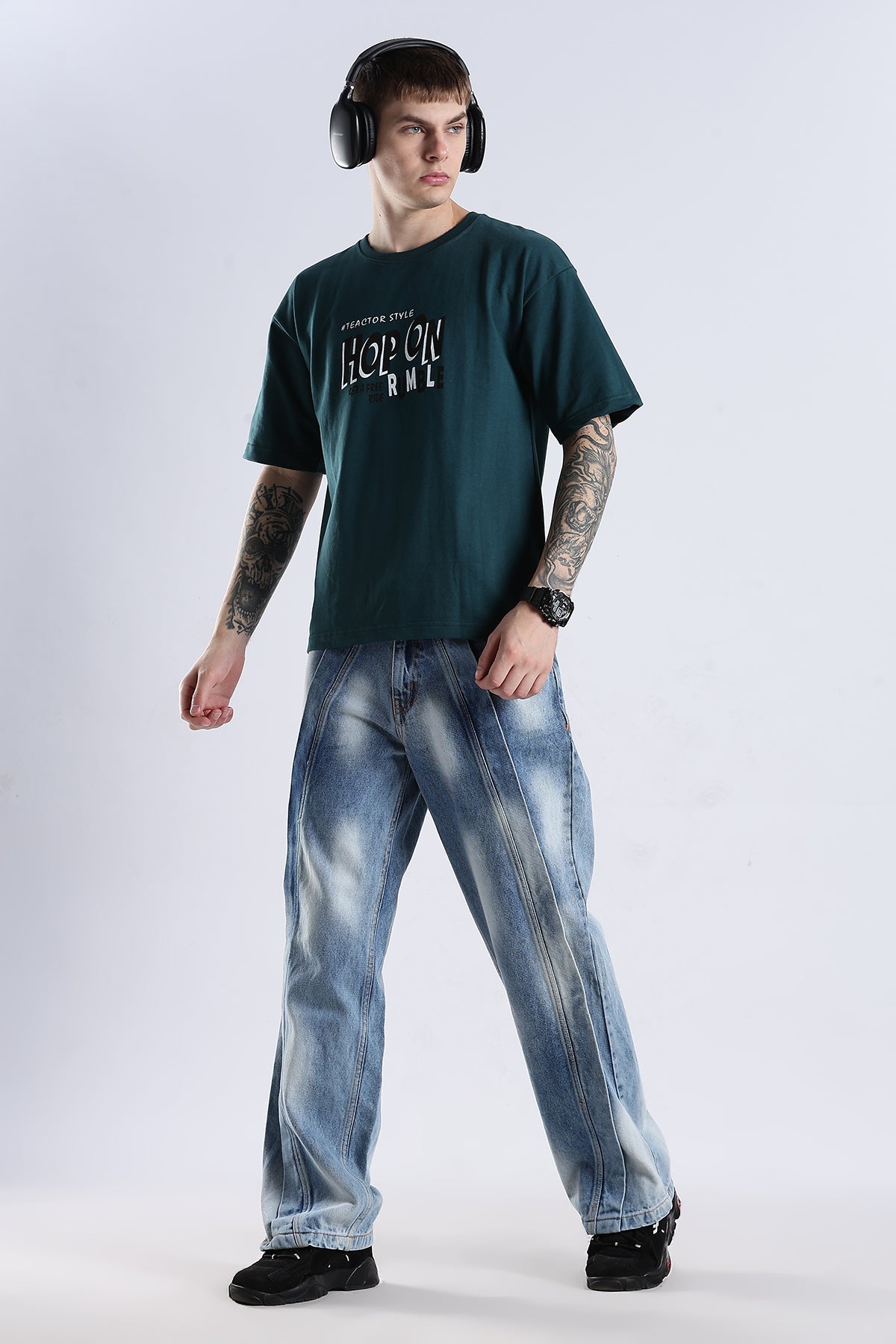 Green Hop On HD Printed Oversized T-shirt
