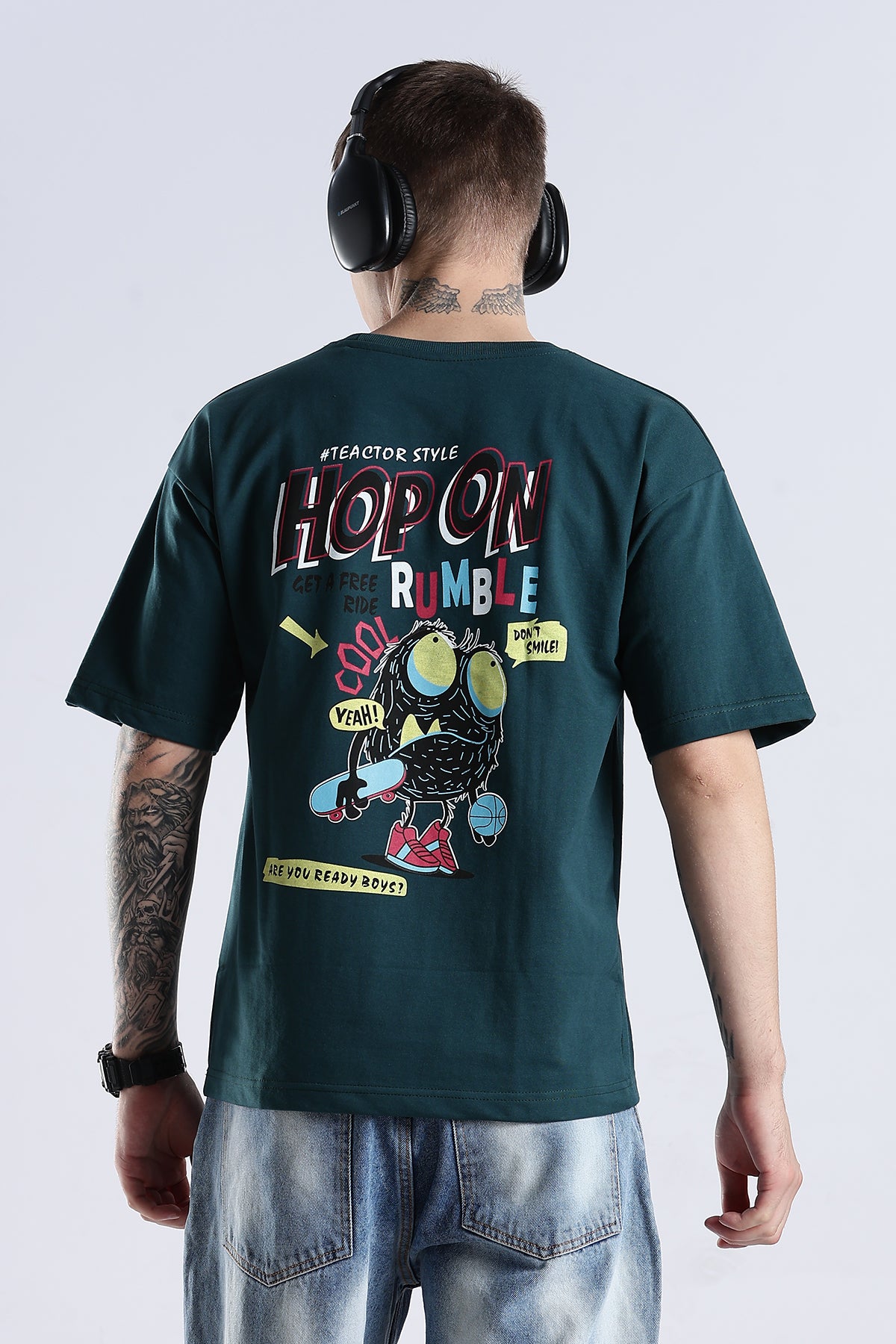 Green Hop On HD Printed Oversized T-shirt