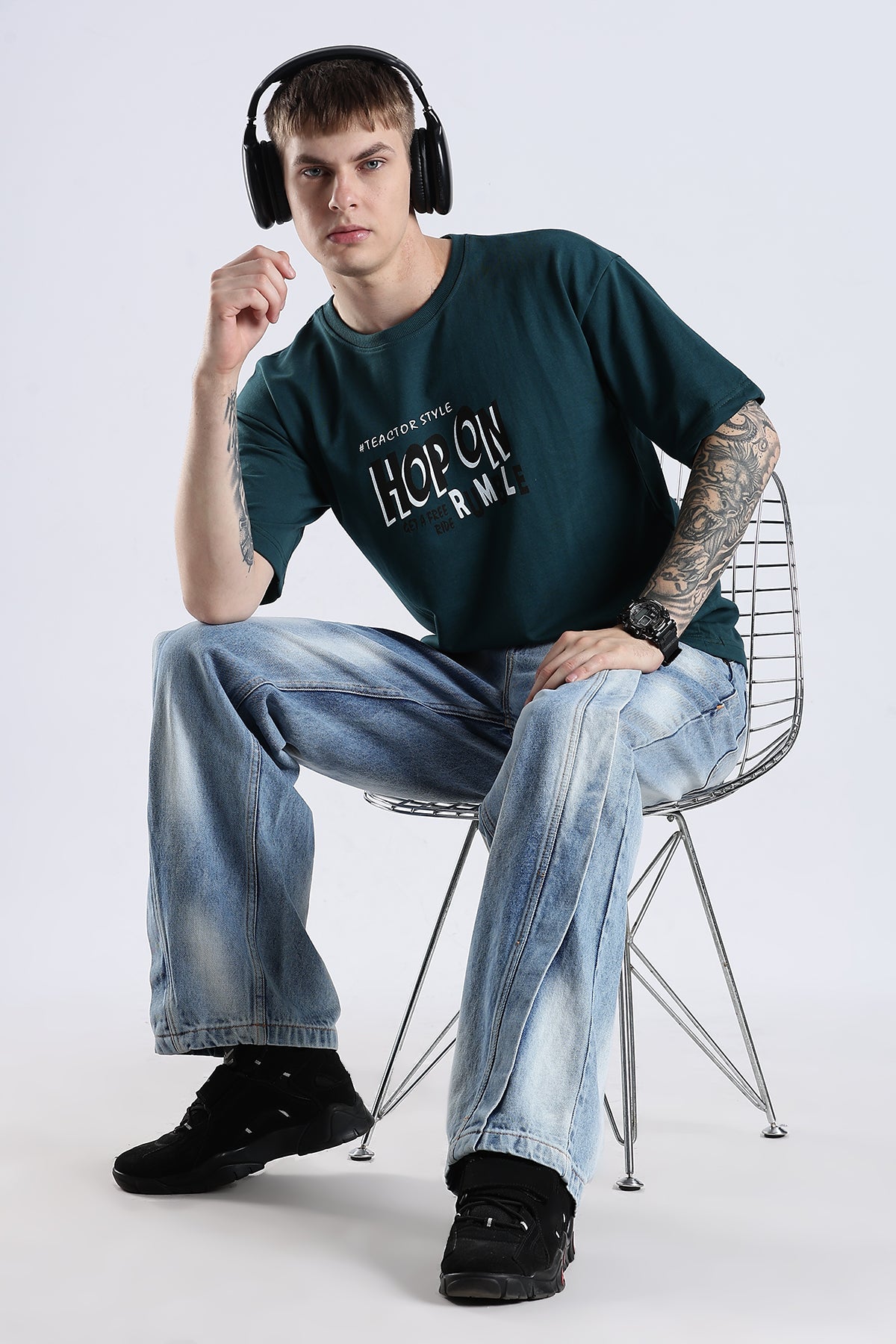 Green Hop On HD Printed Oversized T-shirt