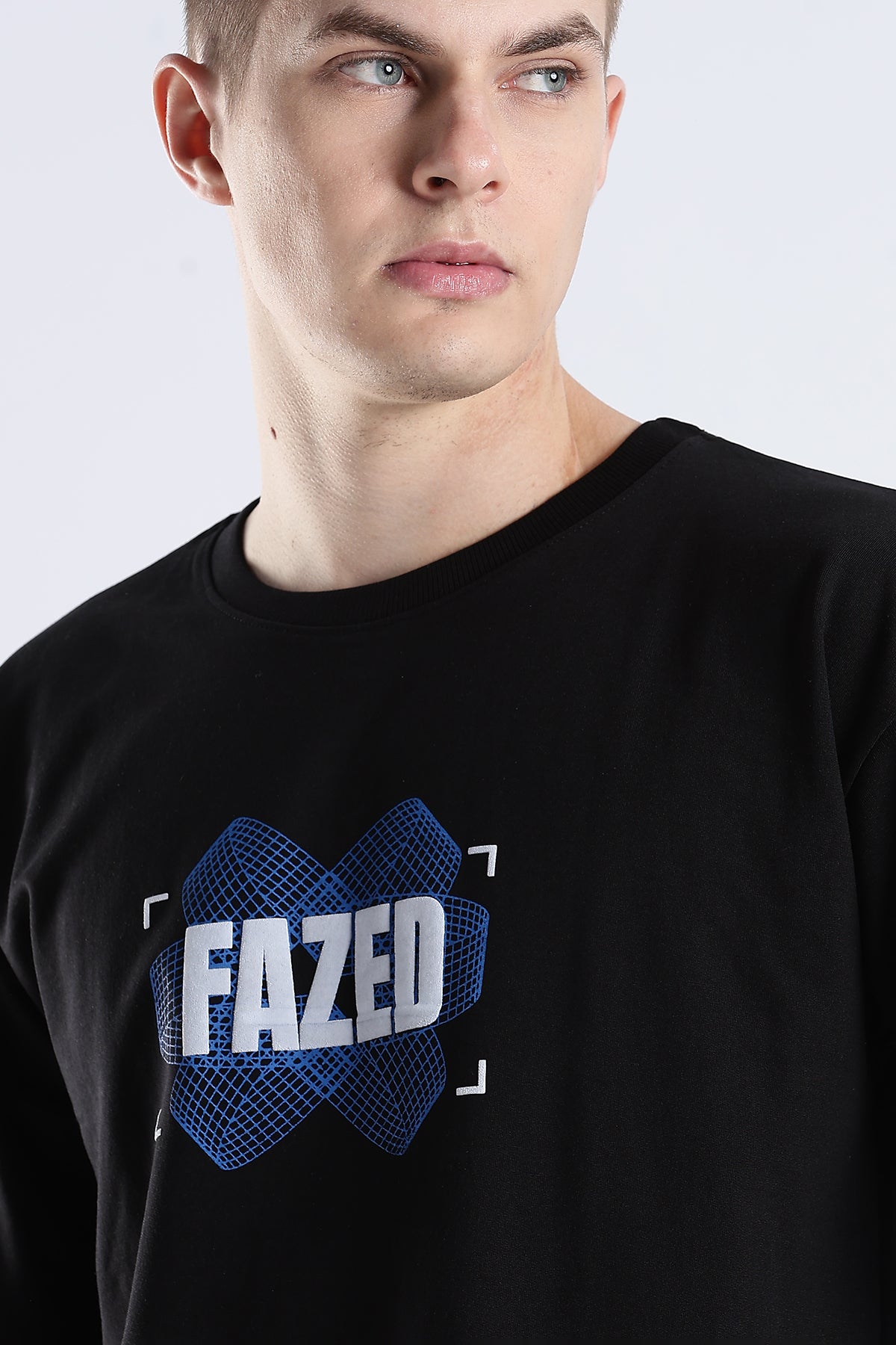Black Fazed HD Graphic Printed Oversized T-shirt