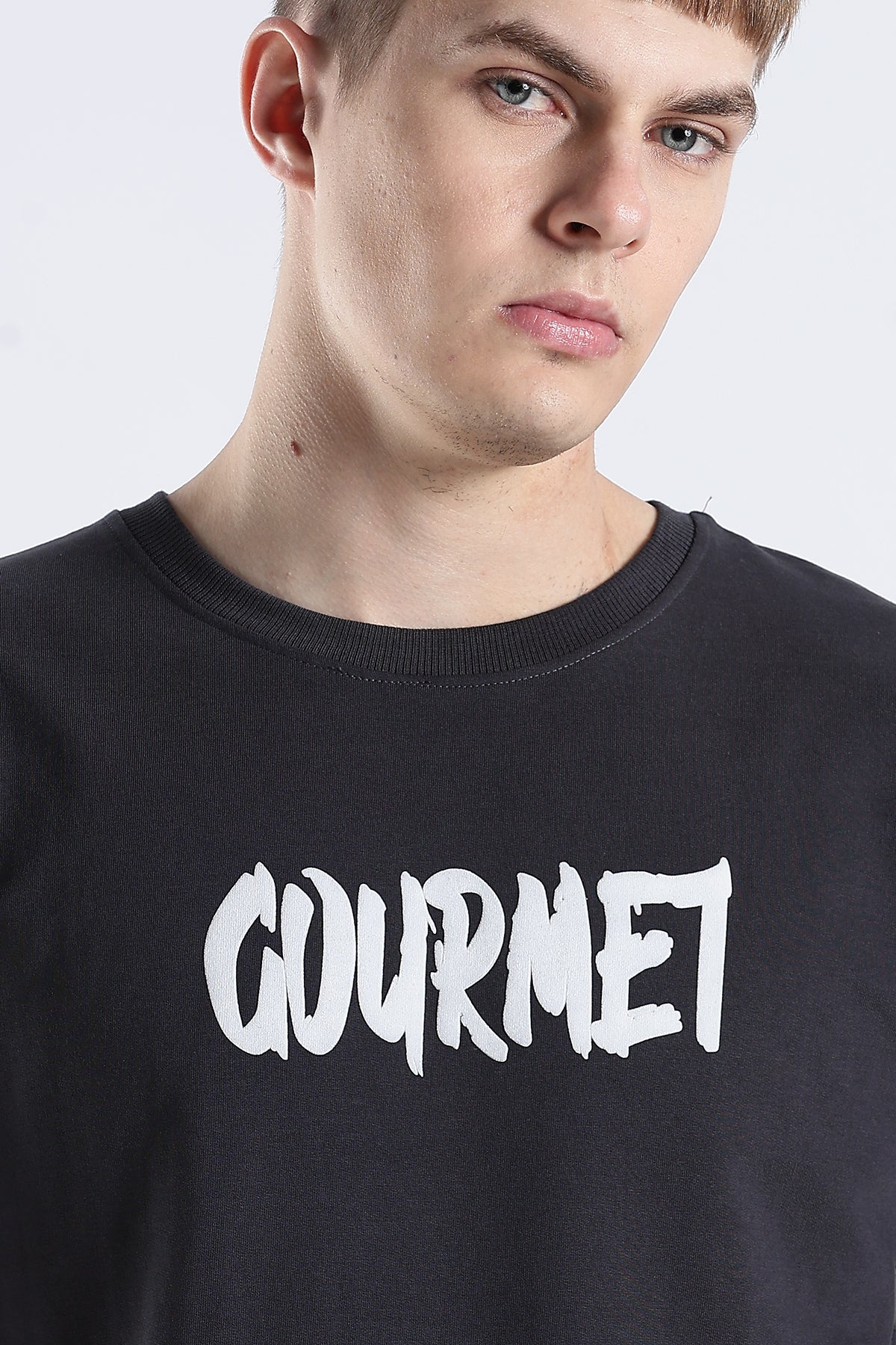 Ash Grey Social Bored HD Printed Oversized T-shirt