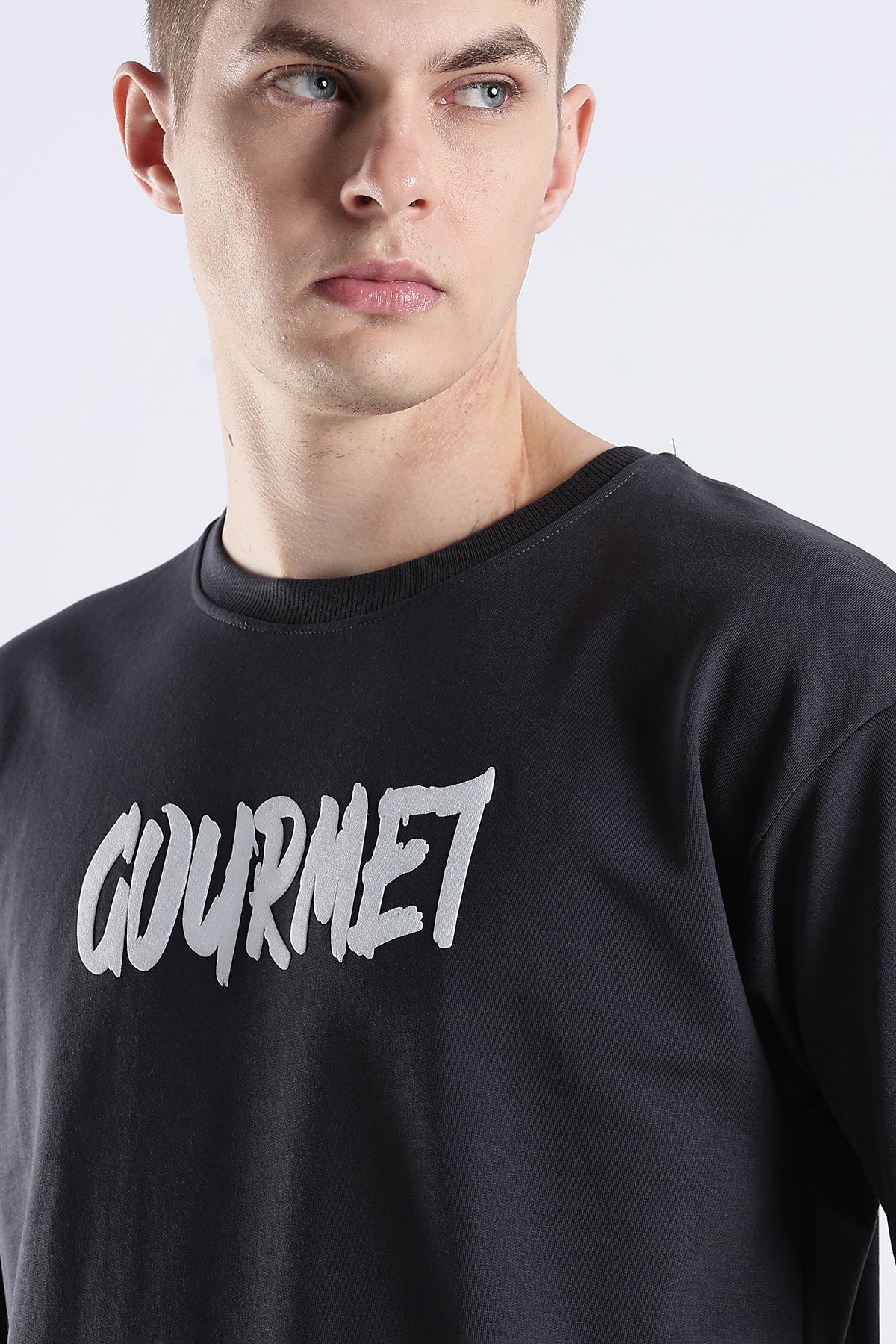 Ash Grey Social Bored HD Printed Oversized T-shirt