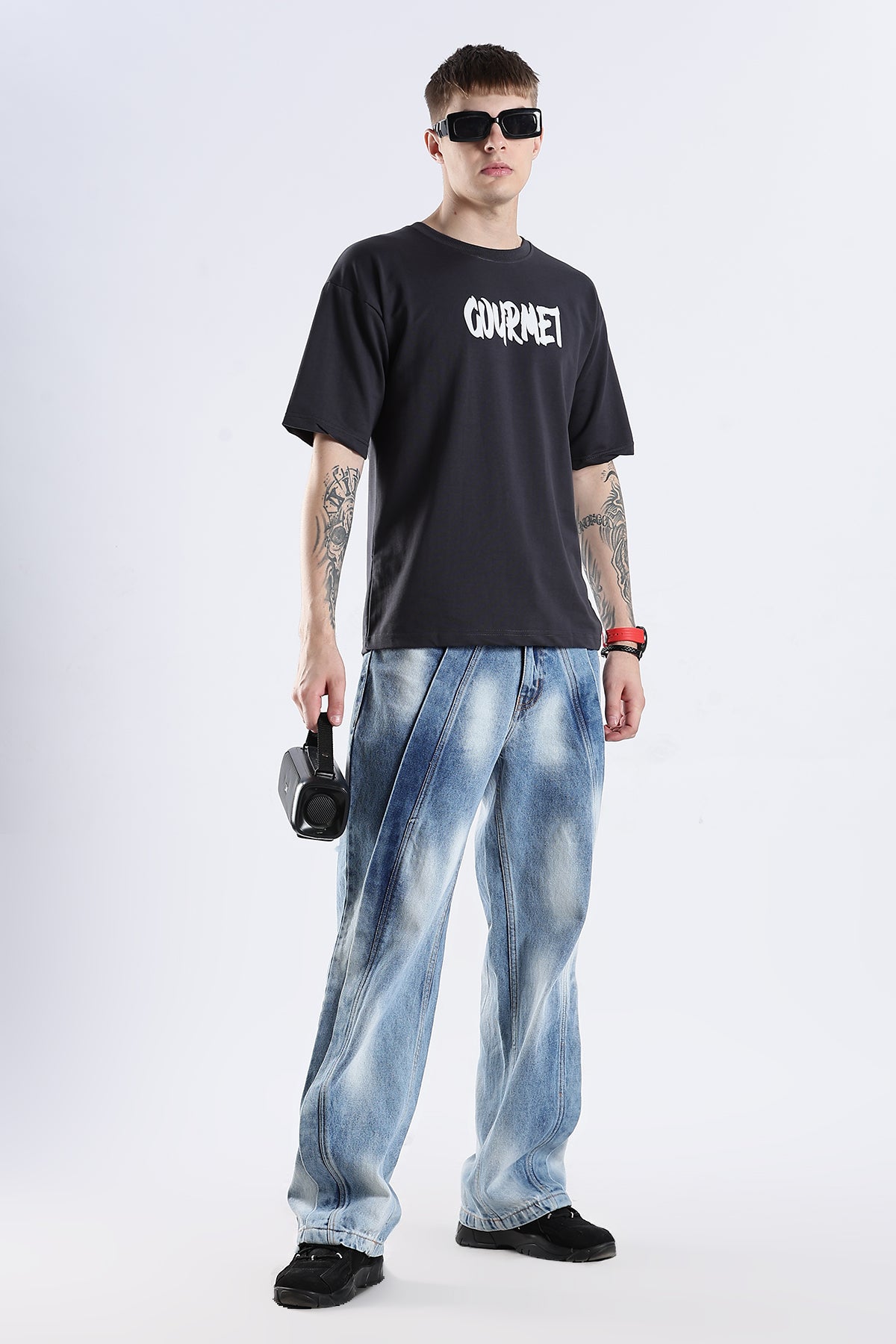 Ash Grey Social Bored HD Printed Oversized T-shirt