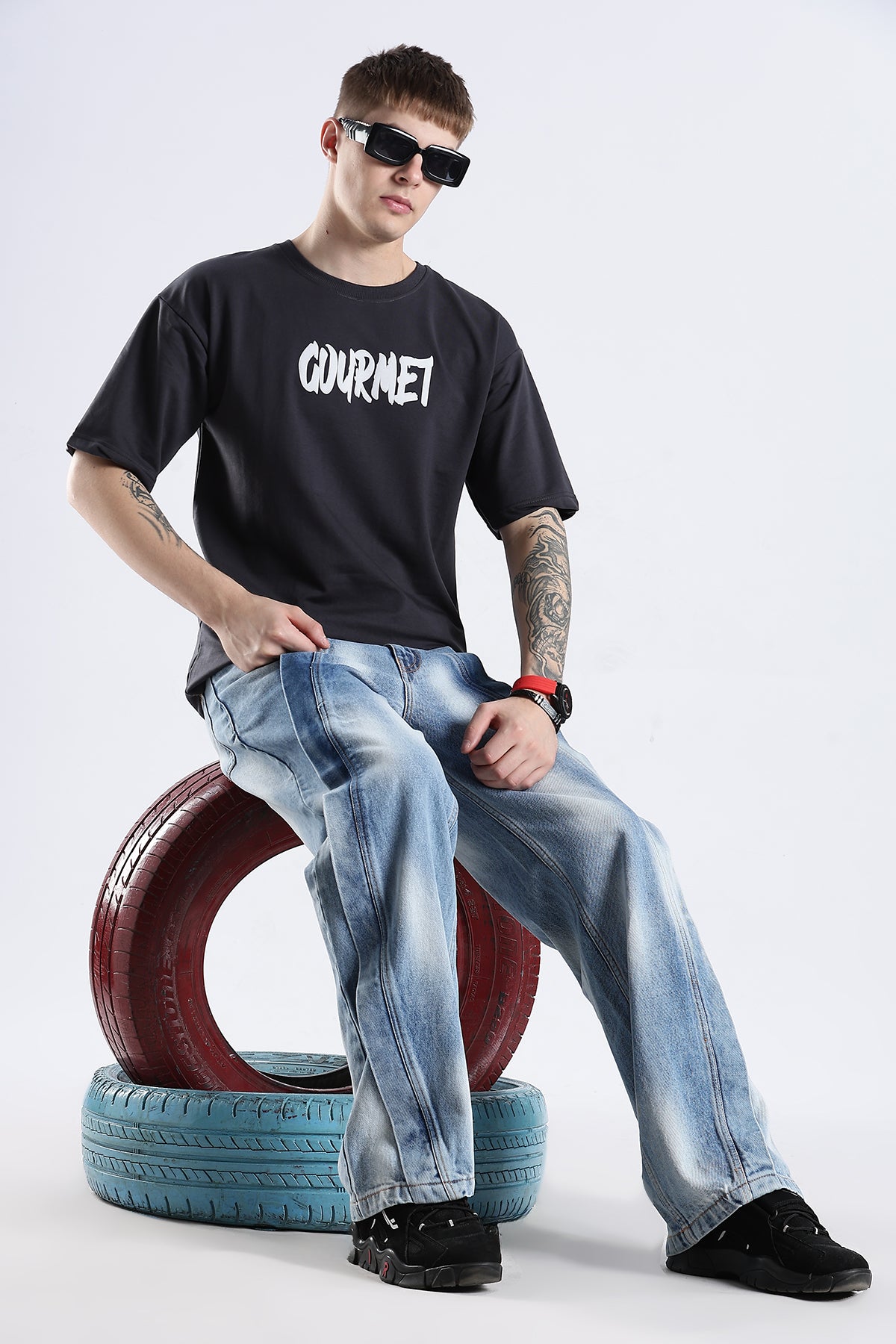 Ash Grey Social Bored HD Printed Oversized T-shirt