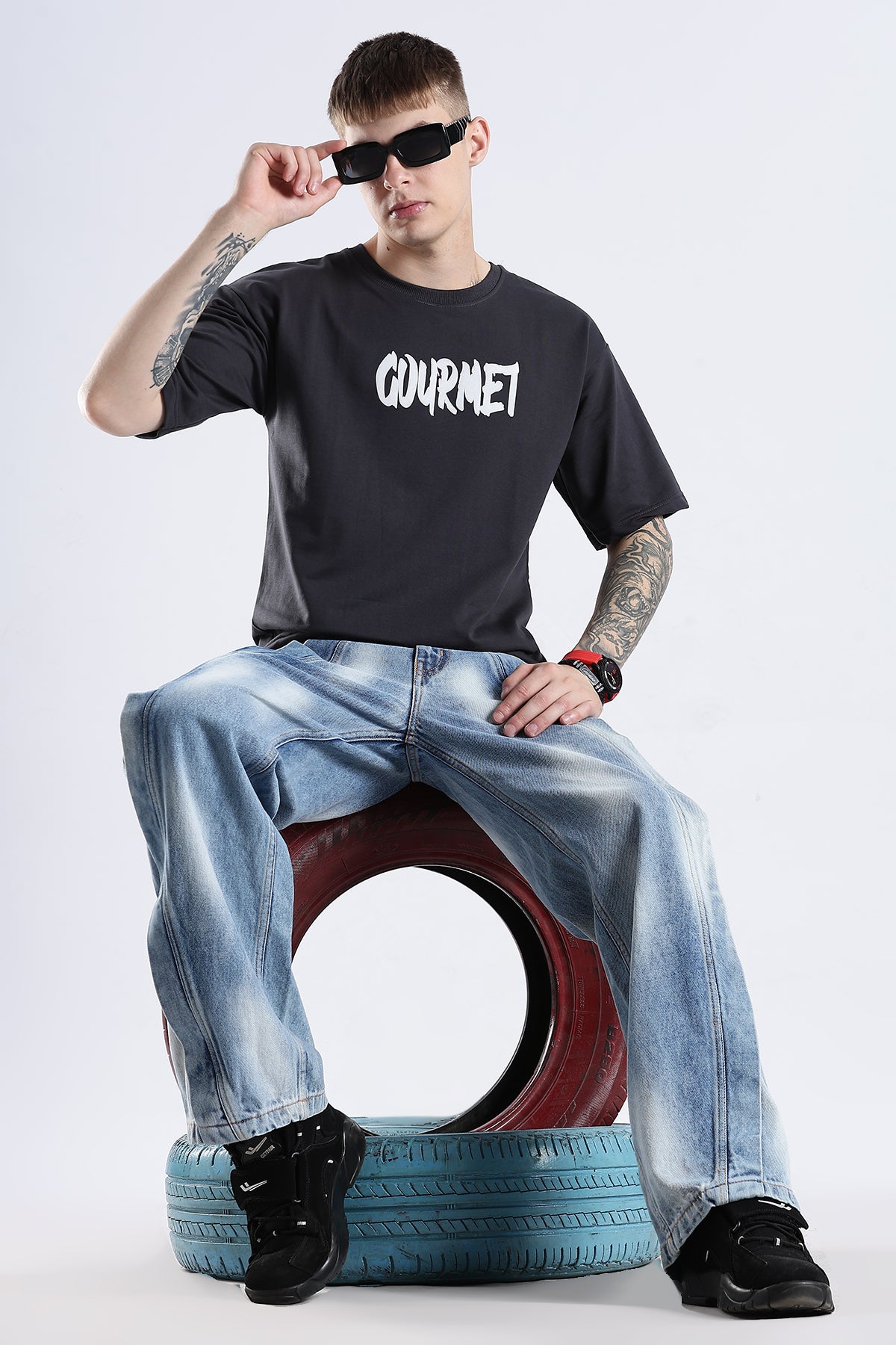 Ash Grey Social Bored HD Printed Oversized T-shirt