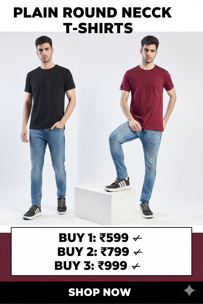 Plain Cotton T-Shirt for Men Online India | London Colors
