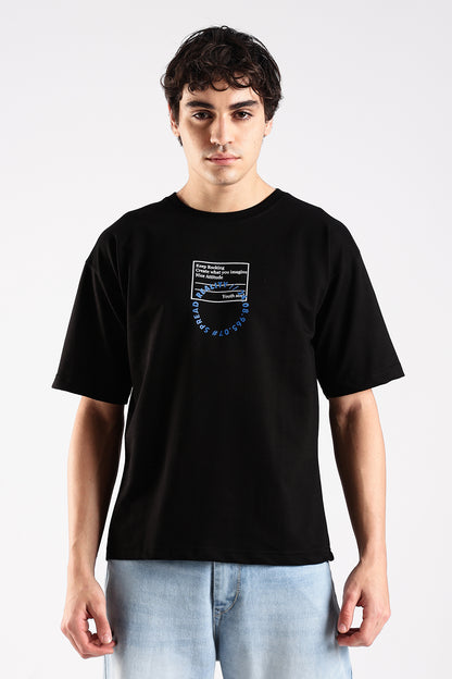 Black Rise HD Graphic Printed Oversized T-shirt