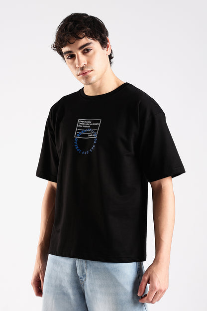 Black Rise HD Graphic Printed Oversized T-shirt