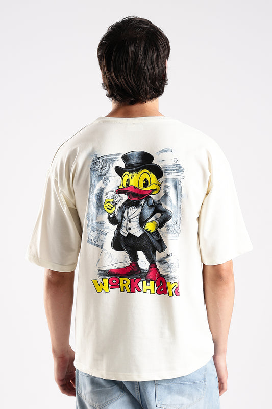 Off White Work Hard HD Graphic Printed Oversized T-shirt