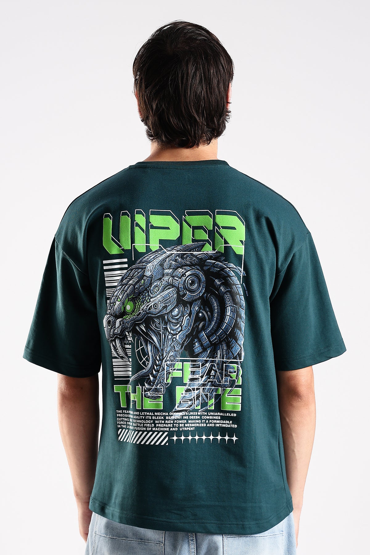 Green Graphic Viper HD Printed Oversized T-shirt