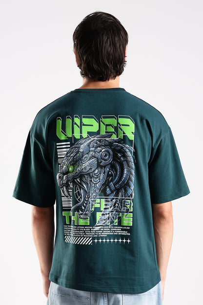Green Graphic Viper HD Printed Oversized T-shirt