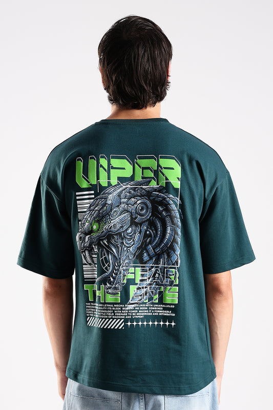 Green Graphic Viper HD Printed Oversized T-shirt