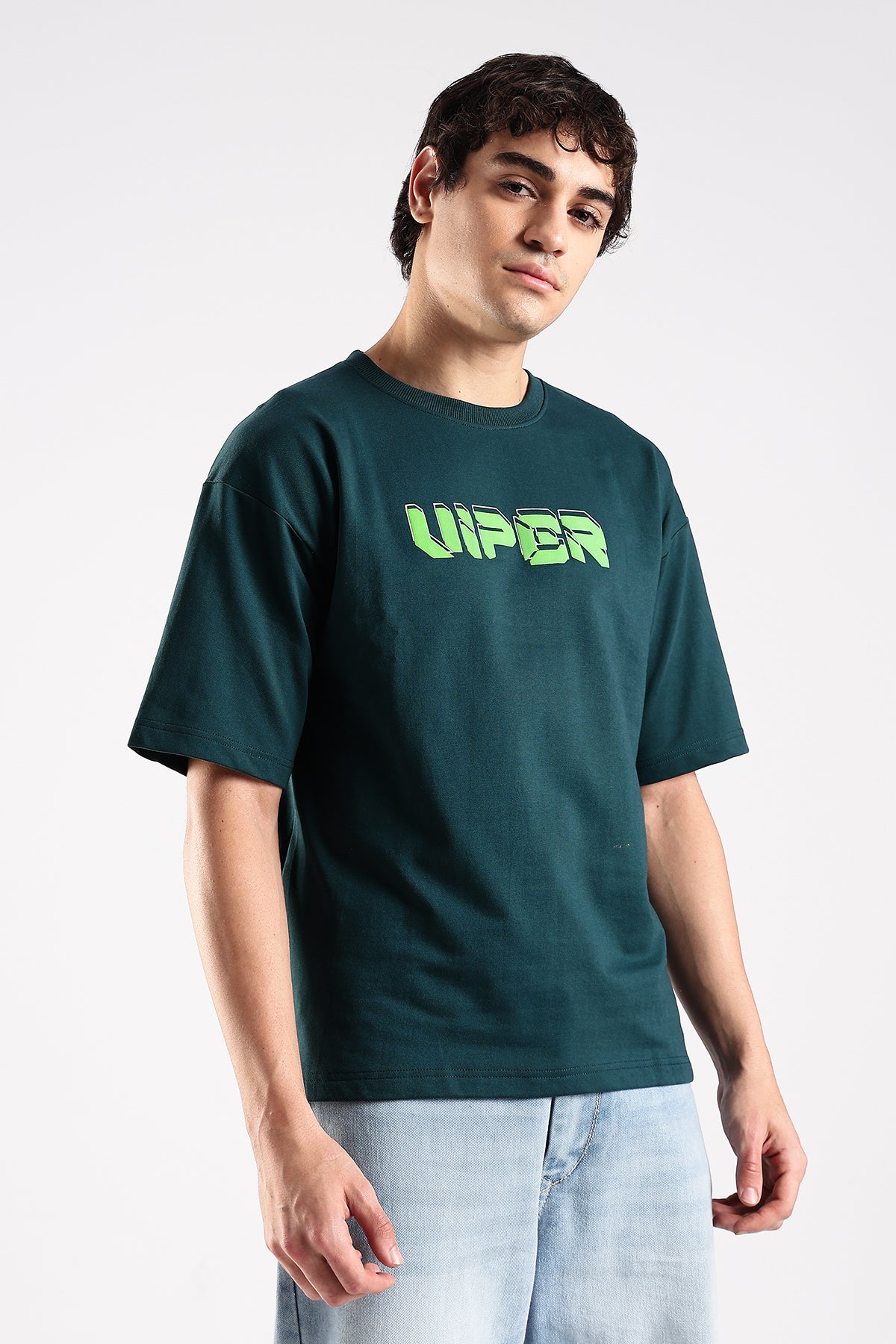 Green Graphic Viper HD Printed Oversized T-shirt