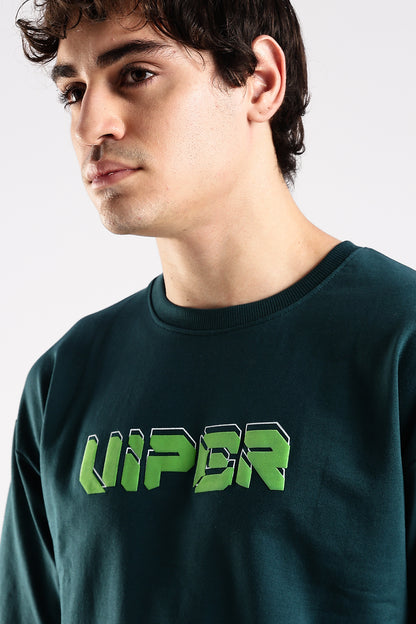 Green Graphic Viper HD Printed Oversized T-shirt