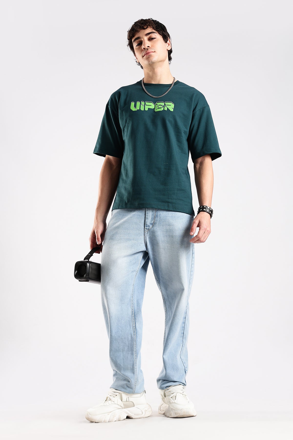 Green Graphic Viper HD Printed Oversized T-shirt