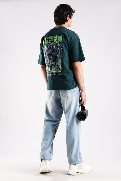 Green Graphic Viper HD Printed Oversized T-shirt