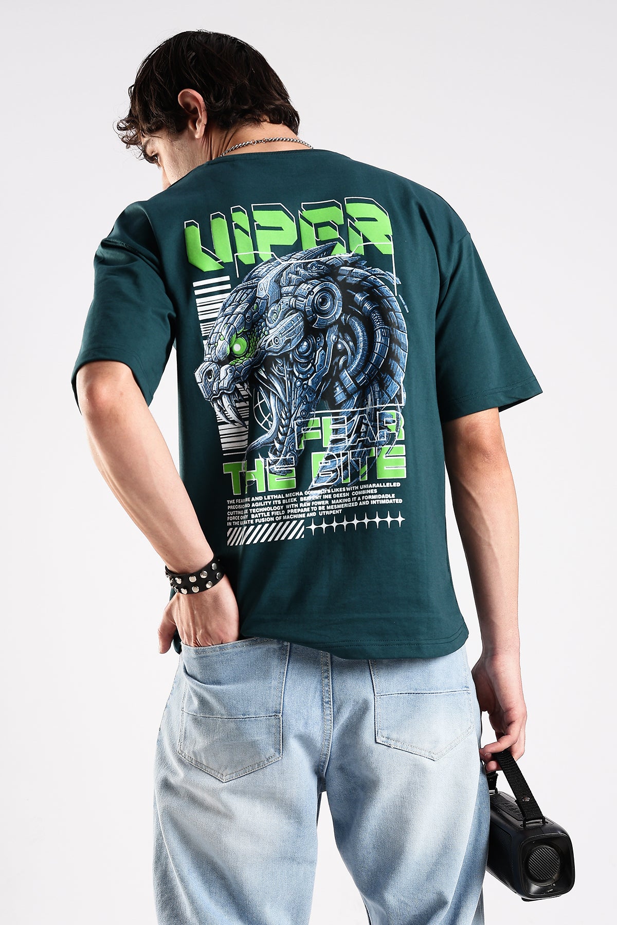 Green Graphic Viper HD Printed Oversized T-shirt