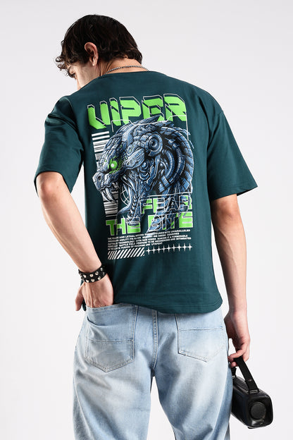 Green Graphic Viper HD Printed Oversized T-shirt