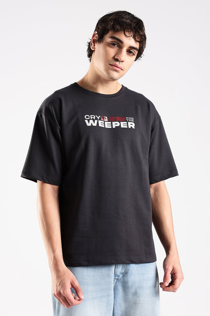 Ash Grey Weeper HD Printed Oversized T-shirt
