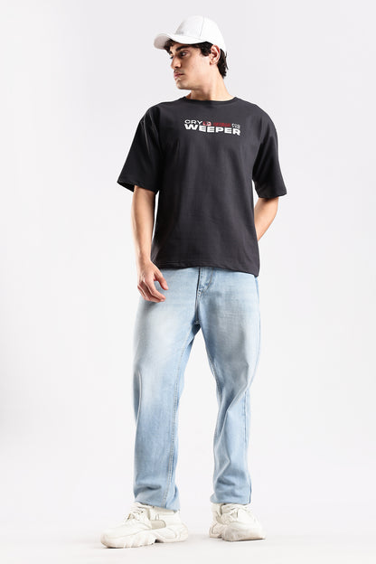 Ash Grey Weeper HD Printed Oversized T-shirt