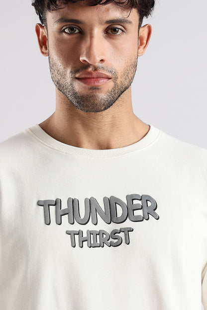Off White Thunder Thirst HD Graphic Printed Oversized T-shirt