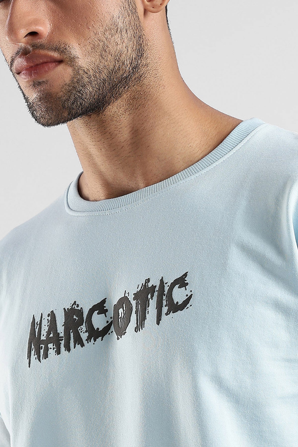 Sky Blue HD Graphic Printed Oversized T-shirt